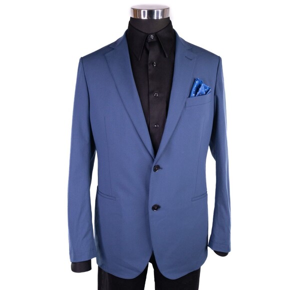 Sene Solid Blue Sport Blazer Unstructured Blazer Jacket Coat Taupe Size 44R EUC - Picture 2 of 13